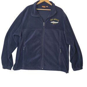 Harriton USS Aeolus ARC-3 US Navy Blue Fleece Jacket Full Zip Embroidered L